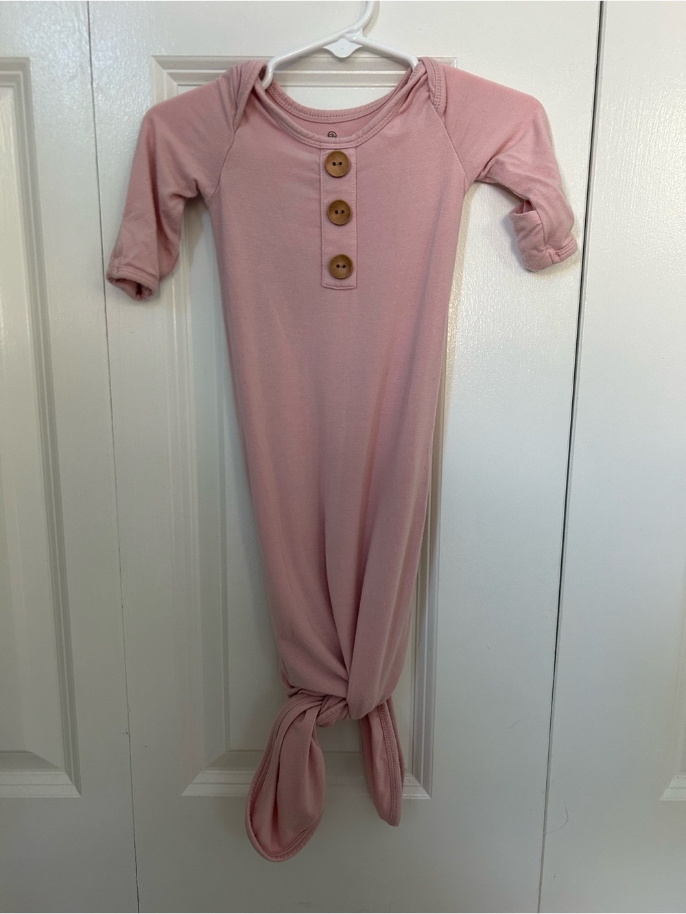 Caden Lane pink solid bamboo viscose long sleeve baby knotted sleep gown newborn